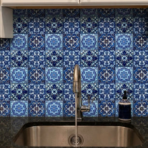 Blue mosaic Moroccan,Mediterranean Tile Collage