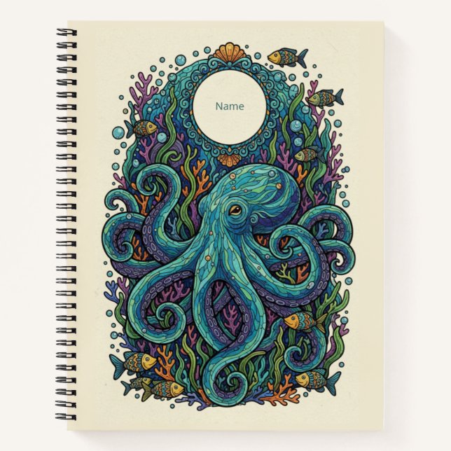 Blue Mosaic Octopus Undersea Nooracle Journal (Front)