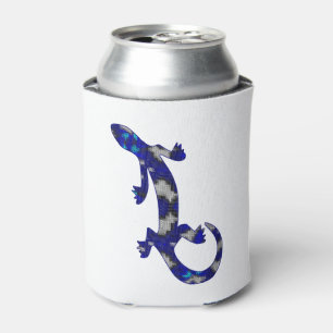 Blue Mosaic Pattern Gecko Lizard Reptile Art Can Cooler