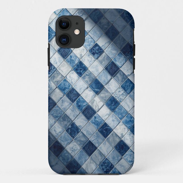 Blue Mosaic Pattern Mobile Case  (Back)