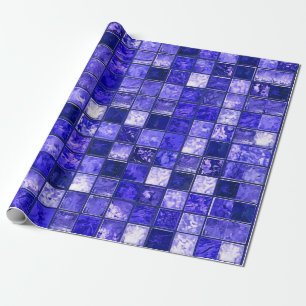 Blue mosaic pattern wrapping paper