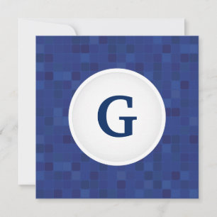 Blue mosaic pixel pattern personalised monogram 