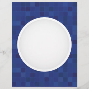 Blue mosaic pixel pattern personalised monogram  custom letterhead