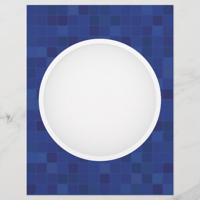 Blue mosaic pixel pattern personalised monogram  custom letterhead (Front)