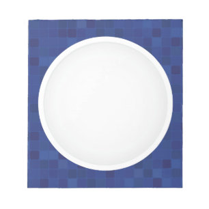 Blue mosaic pixel pattern personalised monogram notepad