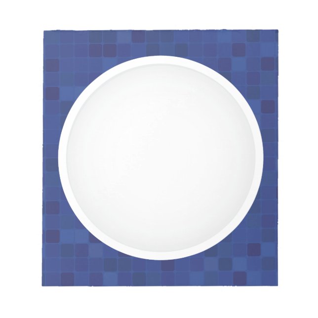 Blue mosaic pixel pattern personalised monogram notepad (Front)