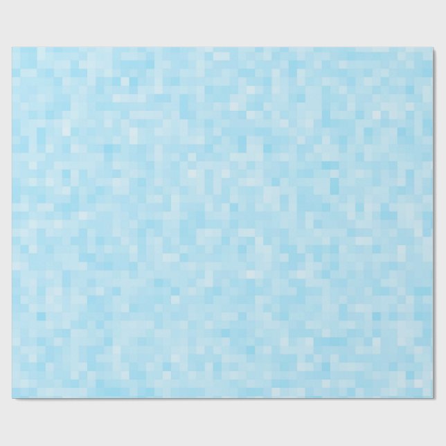 Blue Mosaic Pixelation Wrapping Paper (Flat)
