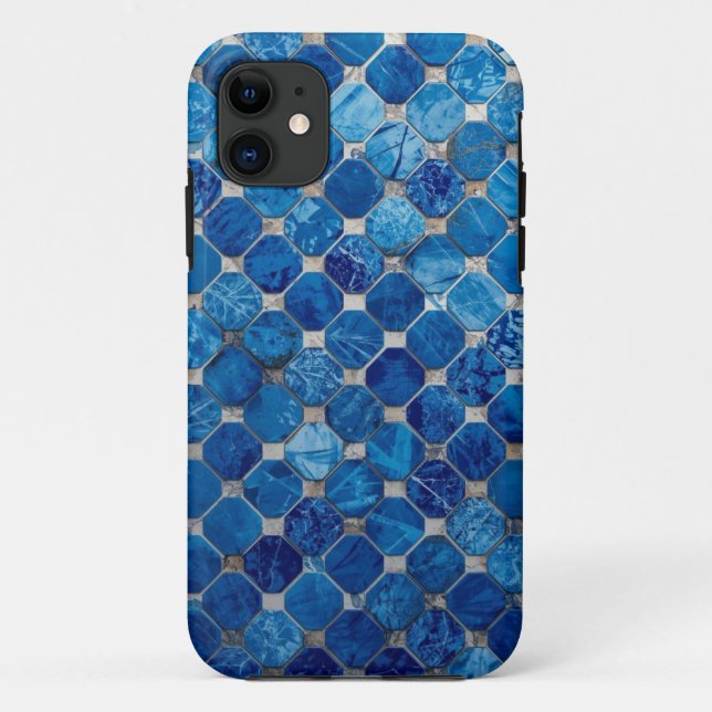 Blue Mosaic Tile Pattern Mobile Case (Back)