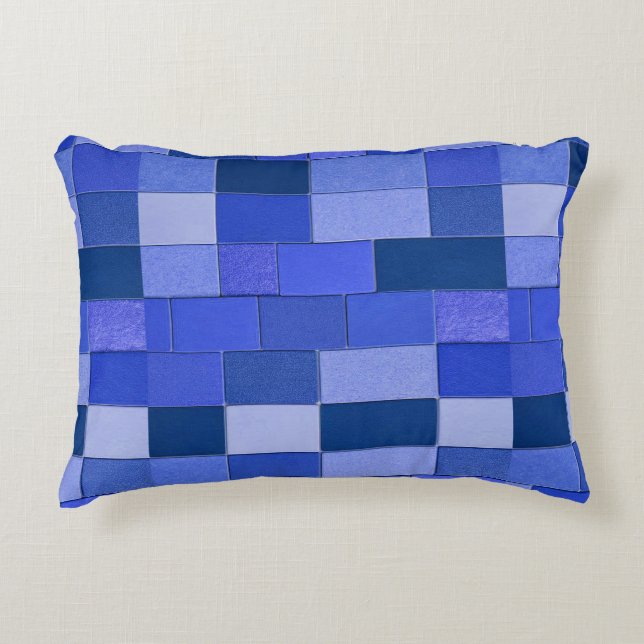 🔷 Blue Mosaic Tile Pillow For Modern Decor 🔷 (Front)