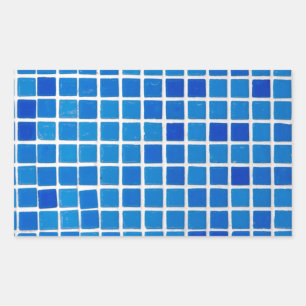 Blue Mosaic Tile Rectangular Sticker