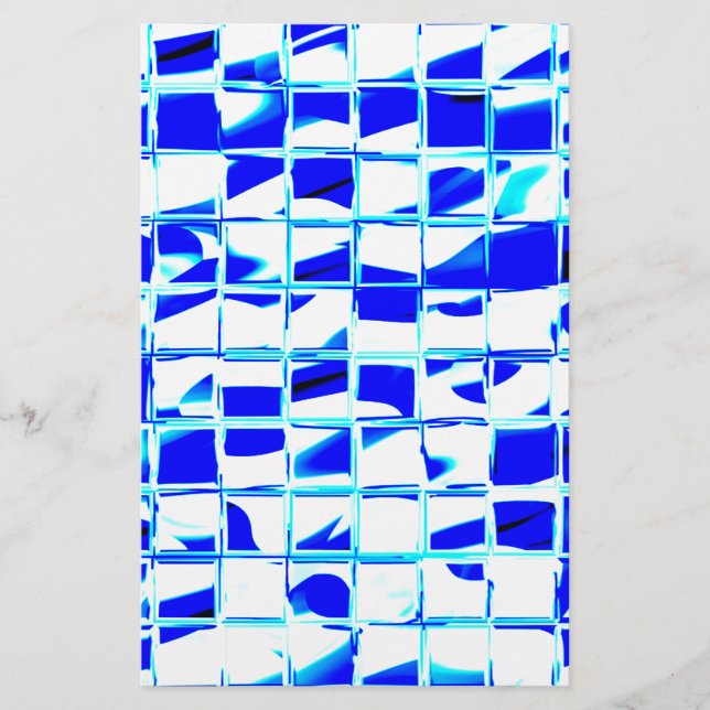 blue mosaic tile stationery (Front)