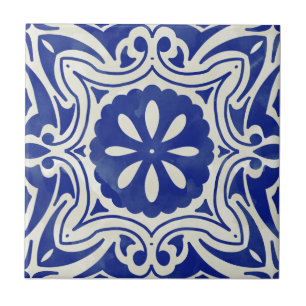 Blue Mosaic Watercolor Pattern ceramic tile