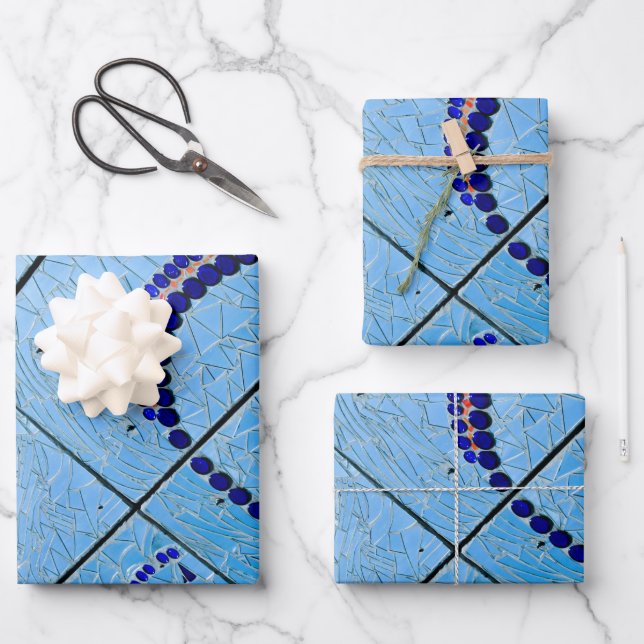 Blue Mosaic  Wrapping Paper Sheet (Front)