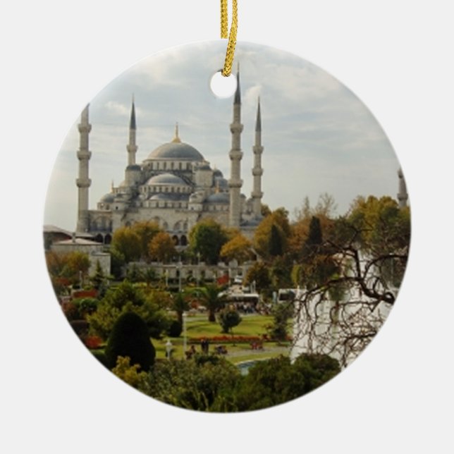 Blue Mosque Ceramic Tree Decoration (Front)