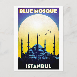 Blue Mosque, church, Istanbul, Turkey, vintage Postcard