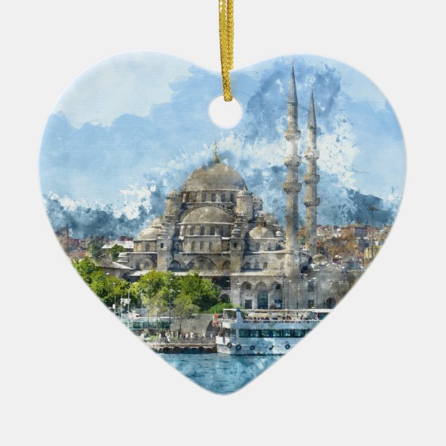 Blue Mosque in Istanbul Turkey Ceramic Tree Decoration (Front)