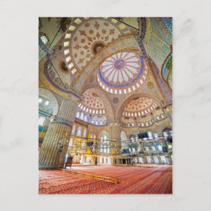 Blue Mosque Interior in Istanbul Postcard