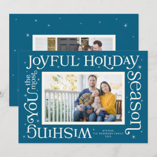 Blue Most Joyful Holiday Season Holiday Card