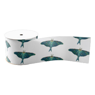 Blue Moth Butterfly Grosgrain Ribbon