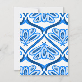 Blue Moth Butterfly Watercolor Looks White Pretty Card