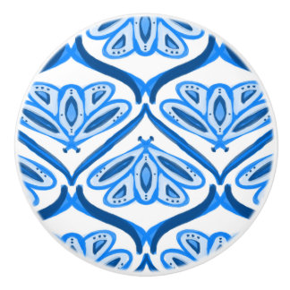 Blue Moth Butterfly Watercolor Looks White Pretty  Ceramic Knob