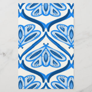 Blue Moth Butterfly Watercolor Looks White Pretty  Stationery
