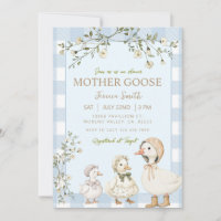 Blue Mother Goose Baby Shower Gender Boy