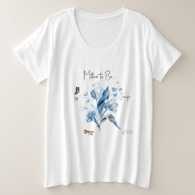 Blue Mother-to-Be Boy Baby Shower Plus Size T-Shirt (Design Front)
