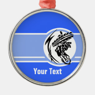 Blue Motocross; Dirt Bike Metal Tree Decoration