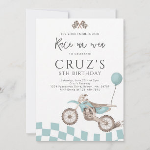 Blue Motocross Racing Birthday Celebration Invitation