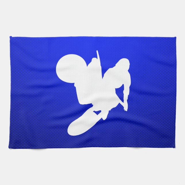 Blue Motocross Whip Tea Towel (Horizontal)