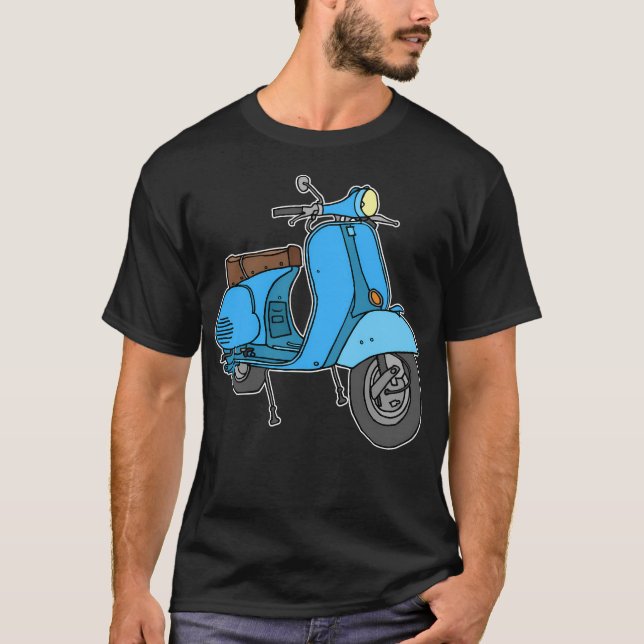 Blue Motor Scooter T-Shirt (Front)