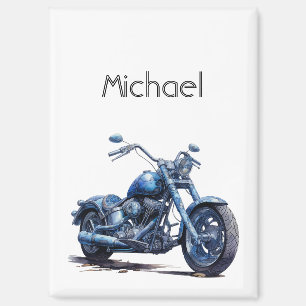 Blue Motorcycle   Magnet