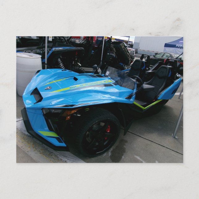 Blue Motorcycle Postcard (Front)