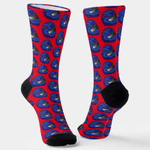 Blue Motorcyclist Crash Helmets Motorbike Biker Socks