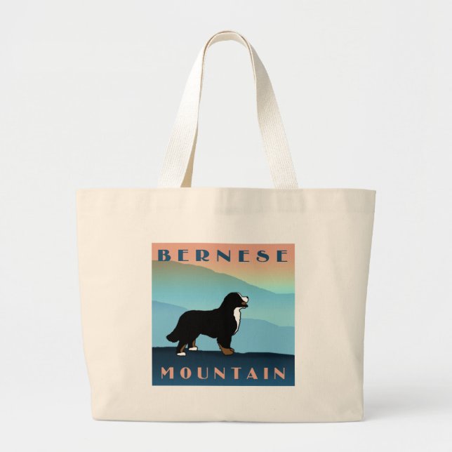 Blue Mountain Bernese Dog Large Tote Bag (Front)