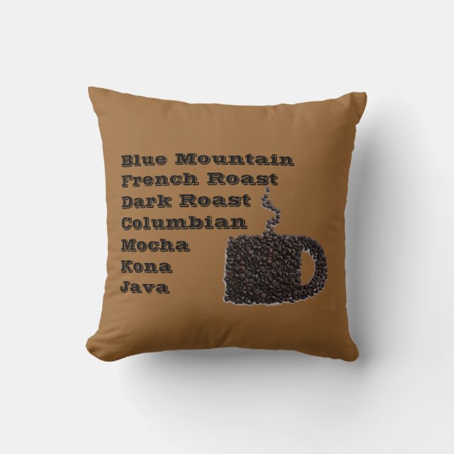 Blue Mountain Java Kona Coffee Designer Pillow (Front)