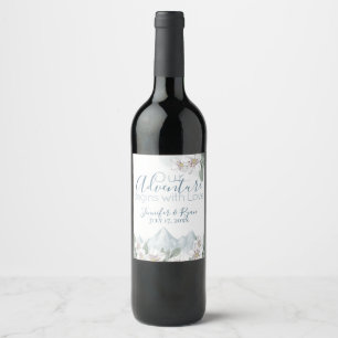 Blue Mountain Laurel Floral Watercolor Wine Label