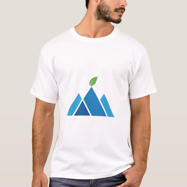 Blue Mountain Leaf Nature Eco Adventure T-Shirt (Front)