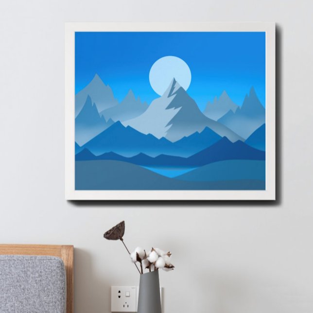 Blue Mountain Peaks Landscape Illustration Poster (Creator Uploaded)