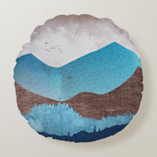 Blue Mountain Peaks Round Cushion (Front)
