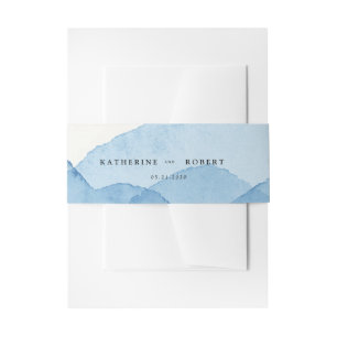 Blue Mountain Range Landscape Wedding Invitation Belly Band