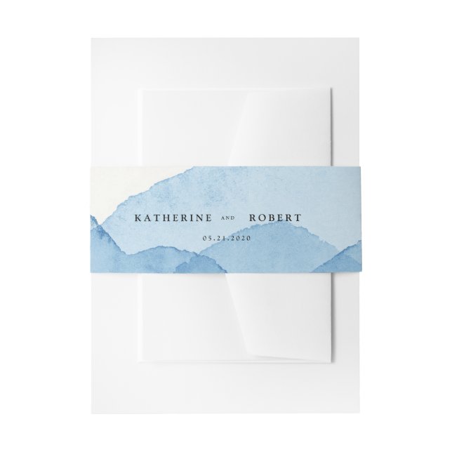 Blue Mountain Range Landscape Wedding  Invitation Belly Band (Front Example)