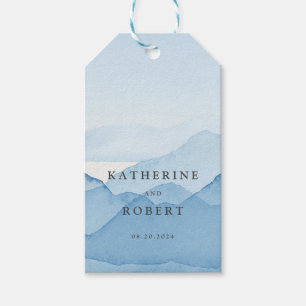 Blue Mountain Range Landscape Wedding Monogram Gift Tags