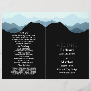 Blue Mountain Range, Modern Wedding Program