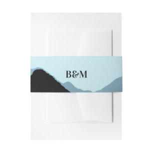 Blue Mountain Range, Rustic Wedding Invitation Belly Band