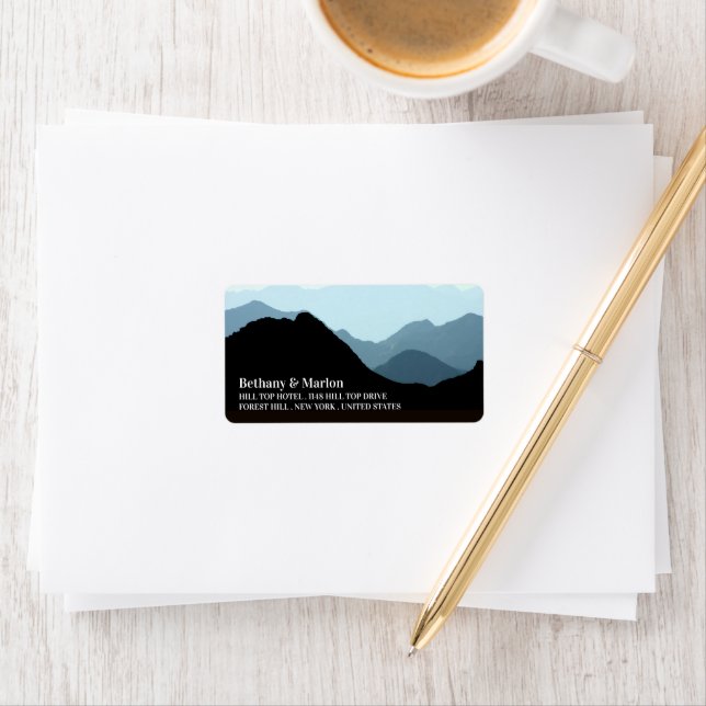 Blue Mountain Range, Rustic Wedding Label (Insitu)