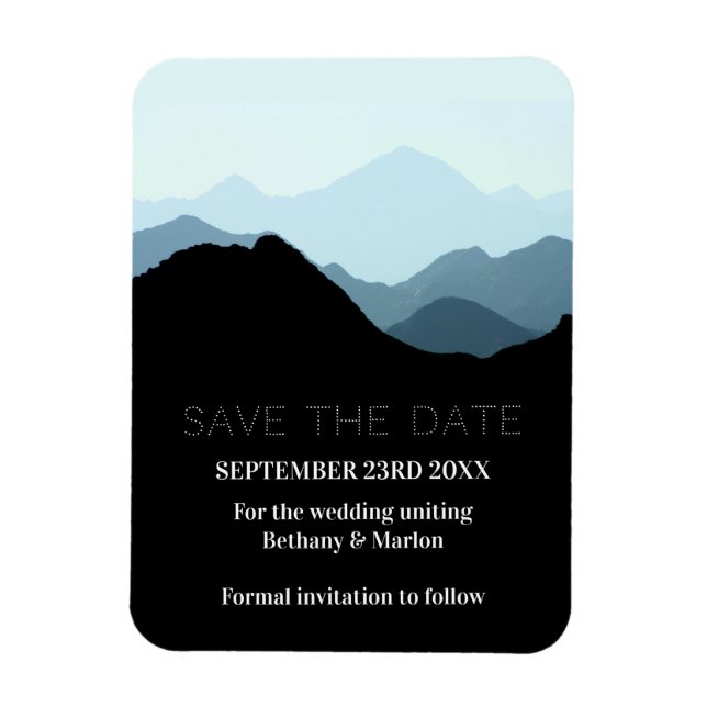 Blue Mountain Range, Rustic Wedding Save The Date Magnet (Vertical)