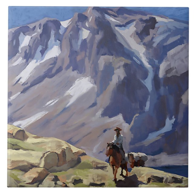 “Blue Mountain Rider” by Edgar Payne Tile (Front)