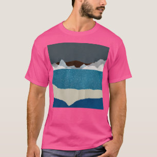 Blue Mountain Ridges Landscape Torn Textured Abstr T-Shirt